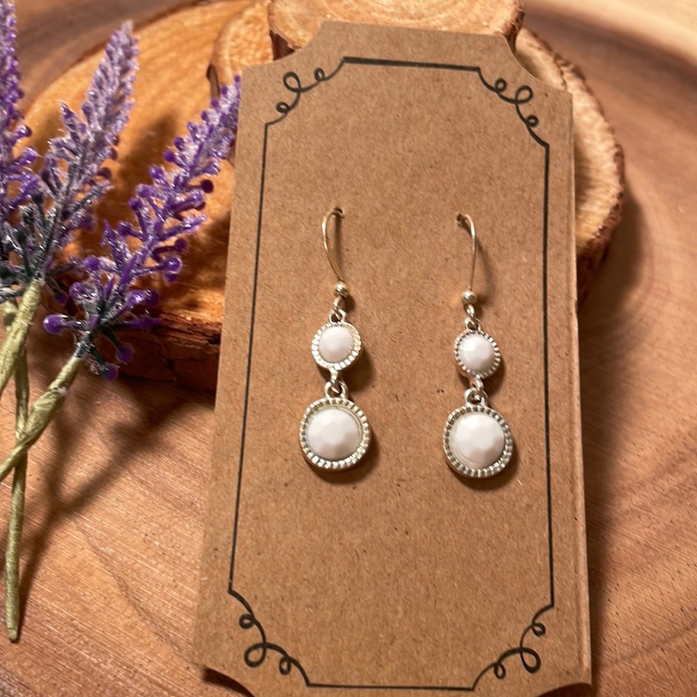 Women’s Napier, silver and white dangle earrings pretty for summer
